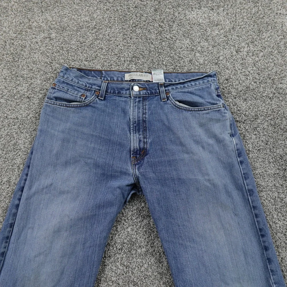 VINTAGE Levis Jeans Mens 36X30 Dark Blue Denim‎ Pants 505 Straight Leg Faded Y2K